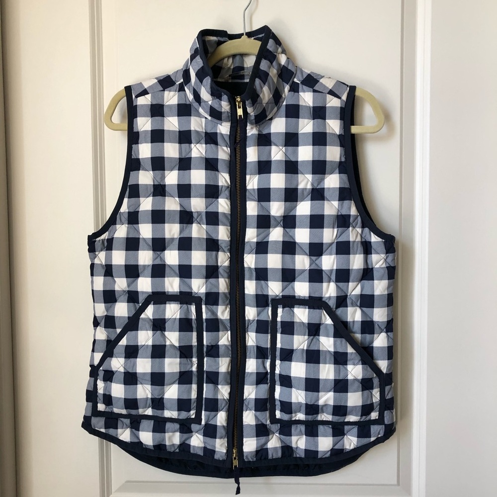 J. Crew Factory Plaid Quilted Puffer Vest Sz. M